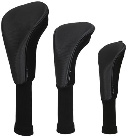 Craftsman Golf 3pcs/Set Meshy Neoprene Golf Club Headcover for Driver Fairway Hybrids Rescue (Black)