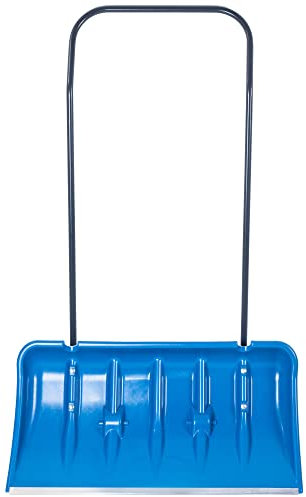 ALEjon Schneeschieber mit Aluminiumkanten: Breite Schneeschaufel mit Rädern, Schaufel mit Metallgriff, Schneeschaufel mit Kunststoffklinge, Schneeräumer (blau)