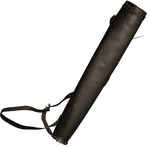 Traditioneller Rückenköcher, Kunstleder-Bogenschießenköcher, mittelalterlicher Vintage-Pfeilholster, handgewebter Pfeilköcher mit verstellbaren Riemen, für Schießübungen/Cosplay, Schwarz