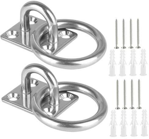 Homoyoyo Stainless Steel Ceiling Hooks 2pcs Pad Eye Plates for Universal Fixing and Mounting