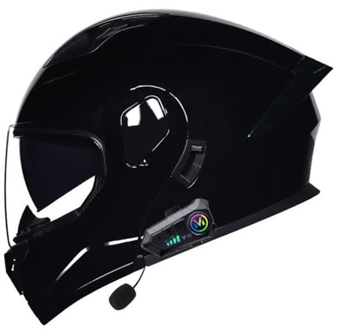 Casco Moto Modulare Bluetooth Adulti Uomo Donna Caschi Apribili ​E Modulari Omologato ECE Leggero Casco Moto Integrale Con Doppia Visiera Enduro Downhill Casco Anticollisione 7,L:59-60CM