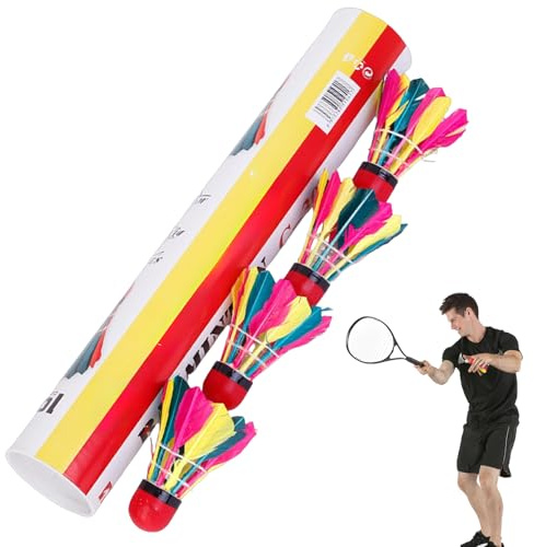 Balle de badminton pour extérieur - Kit de badminton en nylon - Balles de badminton en plumes pour extérieur, volants de badminton en plumes naturelles, coqs