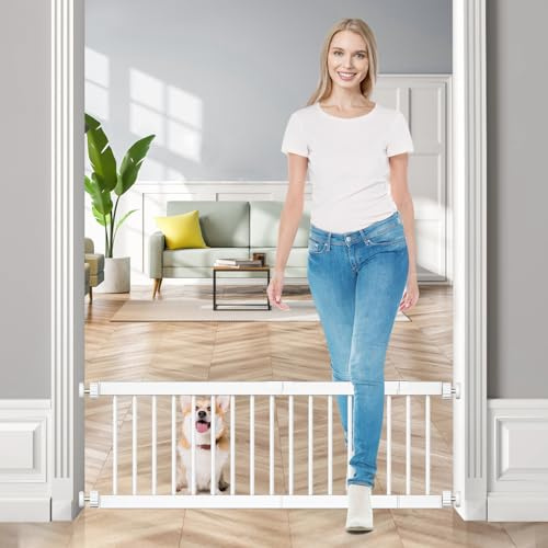 Fldofaves - Rejilla corta para perros, extra ancha, 45 – 115 cm, para perros en interiores, 35 cm de altura y para puertas, escaleras, pasillos ampliable con 3 extensiones