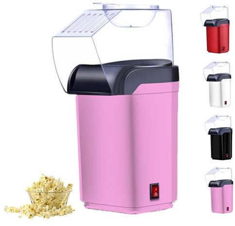 Portable Popcorn Maker, Popcorn Machine, Mini Air Popper Popcorn Maker, Hot Air Popcorn Popper Maker, Fully Automatic Home Hot Air Popcorn Popper Maker, Suitable for Home, Movie Theater (Pink)