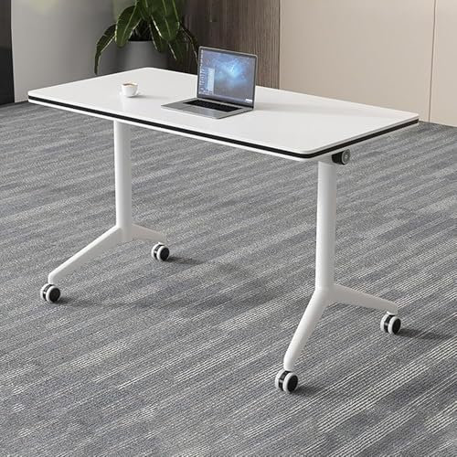 Wrobelax Klappbarer Konferenztisch mit leisen Rollen, wasserdichter Schreibtisch, faltbarer Konferenztisch für Büro, Konferenzraum, Klassenzimmer (Größe: 55,1 x 23,6 x 29,1/140 x 60 x 74 cm, Farbe: A)