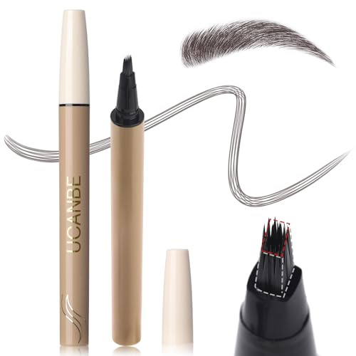 UCANBE Micro ögonbrynspenna, vattentät ögonbrynspenna med vinklad ögonbrynsborste, mjukt borsthuvud, naturlig ögonbrynsmakeup (svart)