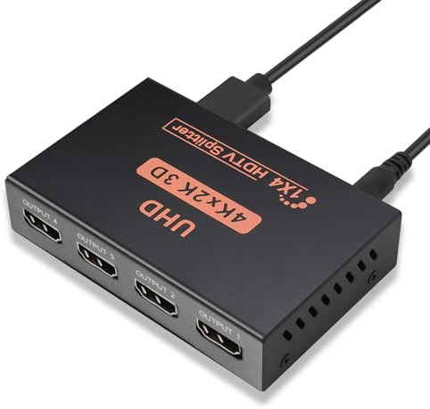 HDMI Splitter 1 in 4 Out - 4K 3D 1080P Duplica/Specchio per Monitor, PS3/4, HDTV, Lettore DVD, Monitor, Proiettore