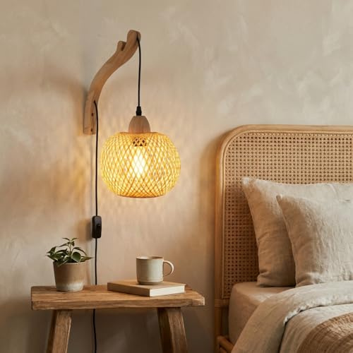 Alpinaluz Suspension Ø17 cm en Corde de Papier Artisanale, E27 | Abat-jour en corde de papier, câble réglable 100 cm, rosace noire Ø12 cm, métal, pour cuisine ou salle à manger