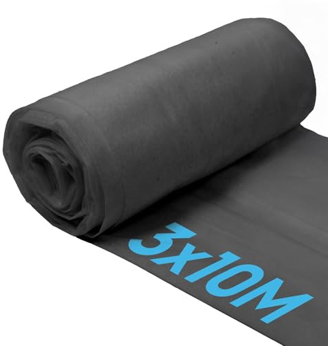 Harbour Housewares 50gsm Weed Control Fabric - 3 Rolls of 1M x 10M each - Black - Weed Control Membrane Barrier Ground Cover for Garden, Patios, Flower Beds, Fruits, Vegetables, Landscaping