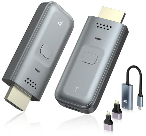 Ankilo Wireless HDMI Transmitter and Receiver, Wireless HDMI with Adapter, 4K Decode Transmit to 1080P Output, 2.4G/5G Plug & Play, 100FT for Streaming Video Laptop/Pc/Tv Box