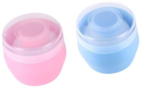 Supvox Babypuderquasten Etui Satz mit 2 Praktischen Aufbewahrungsdosen Formstabil Feiner Plüsch Staubabweisend Babypuderbehälter für Sanfte Hautpflege zu Hause