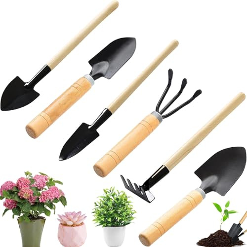 MaiLence Kinder Gartengeräte 6-teiliges, Mini Gartenwerkzeug Kinder Klein Gartenwerkzeug Set, Mini Gartenhacke Klein Gartenschaufel Rechen Garten Werkzeugsets für Bonsai, Umpflanzen, Erde Auflockern