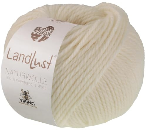 LANA GROSSA Landlust Naturwolle | 100% norwegische Schurwolle klassisch verzwirnt | Handstrickgarn aus 100% Schurwolle (Norwegisch) | 50g Wolle zum Stricken & Häkeln | 85m Garn FB 1