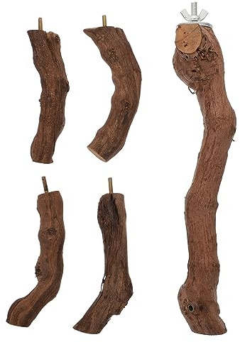 Happyyami Natural Parrot Standing Rod and Bird Play Stand Made of Natural Grapevine Branch for Cage Activity and Training Toys Suitable for Parrots and Small Birds