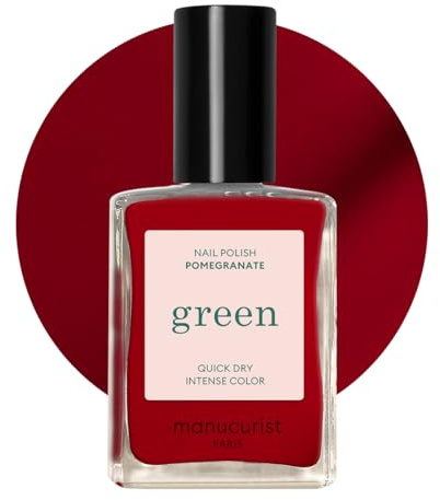 Manucurist Grönt nagellack granat hallonröd – klassisk – professionell manikyreffekt – nagellack – 15 ml | Långvarigt nagellack och snabbtorkande nagellack med klassisk manikyreffekt – veganskt, 9-fritt, vegetabiliskt, 14,8 ml