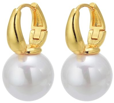 Huge Tomato 14mm große Creole Perle Diamant Ohrringe 14K Gold überzogener Verschluss mit allergiefreien Nadel für Damen, Alltagtragen Weihnachten Muttertag