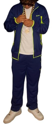 Alaurbeauty Halloween-Kostüm „Große Haie“ für Erwachsene, 2-teiliges Trainingsanzug-Set für Herren, langärmliges Sweatshirt in Kontrastfarbe + Hosen-Set, Oscar- und Lola-Paarkostüm (Blue, M)