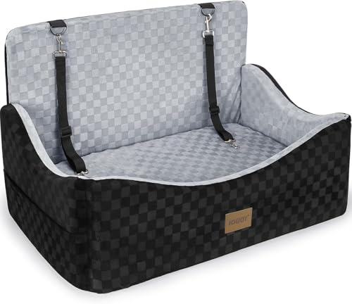 Hundbilstol för medel/stora hundar, hundstol för hundar under 25 kg eller 2 små, bilstol hundar fyllning minnesskum med 2 Clip-On hundkoppel, avtagbart och tvättbart stort hundbilsäte