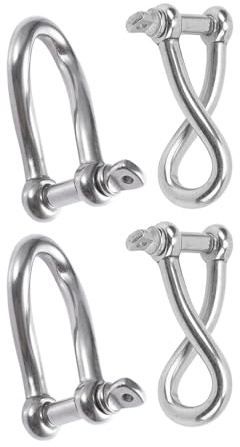 HINAYOSAN Stainless Steel Shackles With Screw Pin Load Bearing Shackle Set Rusts Resistant Shackle For Marine Hardware & Lifting Camping Gear