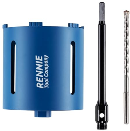 152mm x 150mm Long Diamond Core Drill Bit Set With Hex Adapter Centre Drill | For Concrete Masonry Brick Block Stone Granite. 152mm Core Drill, 240mm Long HEX Shank Adapter + Pilot Centre Drill Bit