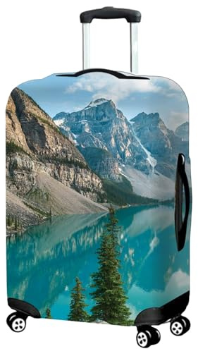 Hearda Landschaftsdruck Kofferschutzhülle, 19-32 Zoll Elastisch Kofferhülle, Staubdichte Suitcase Cover, Waschbar Kofferschutz, Reise Kofferüberzug mit Reißverschluss (Berge,XL (29-32 Zoll))