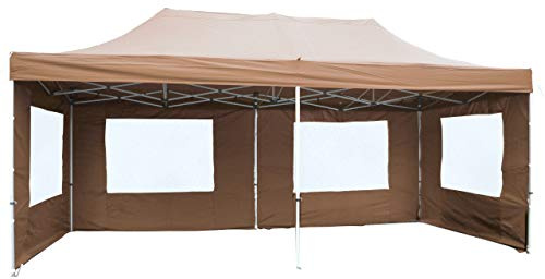 Profi Faltpavillon 3x6 m mit Seitenteilen - hochwertige Ausführung - wasserdichtes Dach mit PVC-Coating 270 g/m² Farbe: Champagner