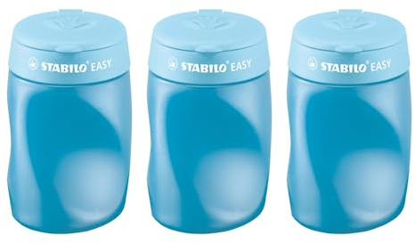 STABILO - Ergonomischer Dosen-Spitzer - EASYsharpener 3 in 1 | Linkshänder, 3er Pack, blau