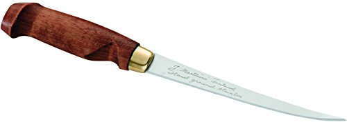 Marttiini 901315 Finnisches Filetiermesser, Klinge 15.5 cm, Birkenholz Griff,, Lederscheide