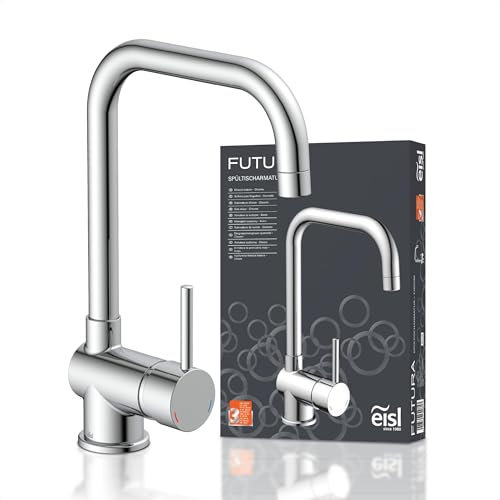 EISL Spültischarmatur FUTURA mit hohem Auslauf, 360° schwenkbare Küchenarmatur, energiesparender Wasserhahn Küche, Einhebelmischer NI182GACR