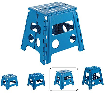 ARREGUI TB-032-A Kleiner Klapphocker | Falthocker für Kinder und Erwachsene | Tragbarer und Faltbarer Klapphocker | 150 Kg Belastbarkeit | Hocker für Küche, Bad, Camping, Garten | 32 cm hoch | Blau