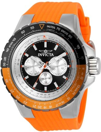 Invicta Aviator 33035 Herren Uhr - Wasserdicht - Analog - Quarzuhrwerk - Edelstahl mit schwarzen zifferblat - 50mm