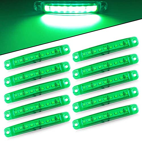 yifengshun 10pcs Lumière Latérale 9SMD 12-24V Feux Latéraux Super Lumineux LED Pour Latéral Feux de Position Du Camion de Conduite Automatique Lumière Avant Feux Arrière de Remorque Moto (Vert)