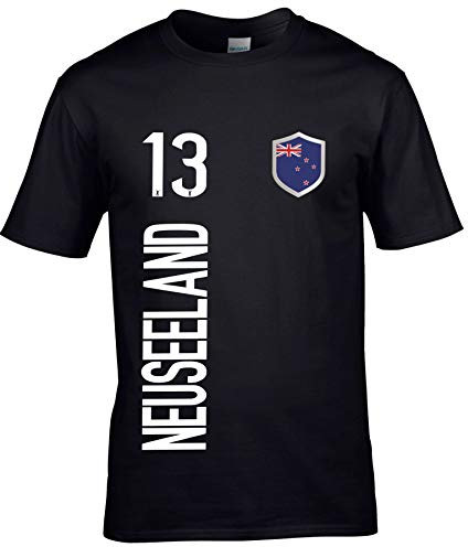 FanShirts4u Herren Fan-Shirt Jersey Trikot - NEUSEELAND/New Zealand - T-Shirt inkl. Druck Wunschname & Nummer WM (XL, NEUSEELAND/schwarz-weiß)
