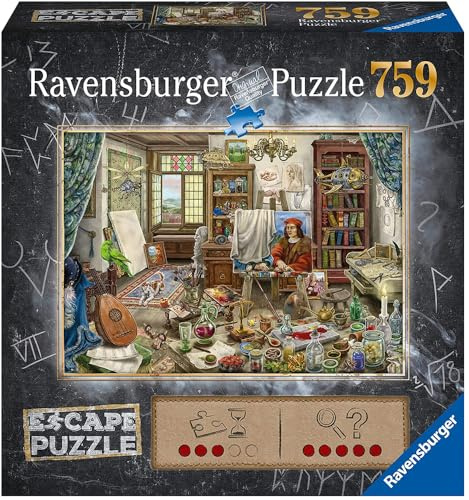 Ravensburger - Puzzle l'Atelier dell'Artista, Collezione Escape Puzzle, Idea Regalo per Lei o Lui, Gioco di Logica da Tavolo per Adulti, 759 Pezzi, 70x50 cm