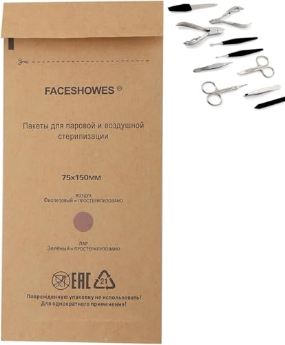 Sterilisationsbeutel, Sterilisation Tasche, Einweg Nagelzubehör Einweg Zubehör für Nagel Sterilisatoren Desinfektionsmaschinen, für Kosmetika und Nagelwerkzeuge, 75 x 150 mm (200 Stück)
