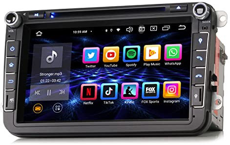Erisin 8 Zoll 4GB+64GB Android 12.0 Autoradio Bluetooth mit Navi GPS für VW Golf 5/6 Polo Passat Tiguan Touran Caddy EOS Seat Skoda ​CarPlay WiFi DSP Android Auto RDS OBD2 USB OPS DAB+CD Player