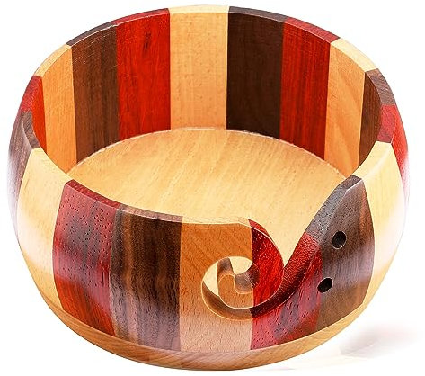 JOZEA Garnschale aus Rosenholz, Tragbarer Holzgarnschale für Strick und Häkelprojekte, glatte Oberfläche, schützt Wolle, verhindert Verheddern, große Größe