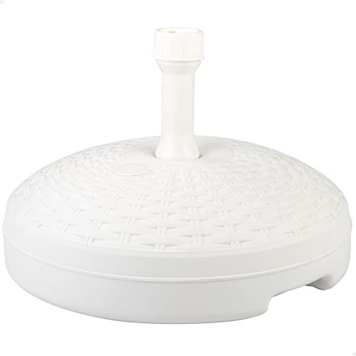 Aktive 61131 - Base sombrilla terraza exterior circular blanca, Resistente al agua y a los rayos del sol, Cuenta con depósito de agua o arena, Base parasol duradera y estable