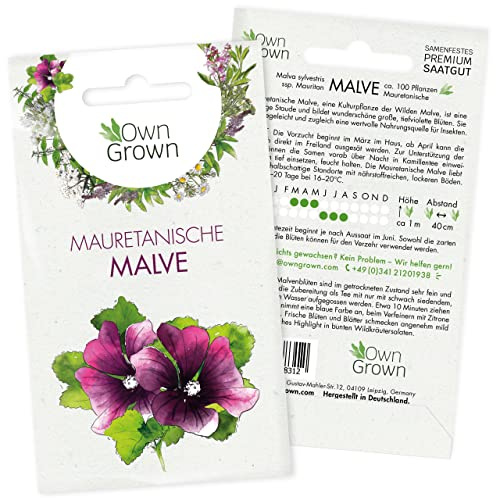 Mauretanische Malven Samen: Premium Malve Saatgut für die Anzucht von 100x Essbare Blumen – Essbare Blüten Samen, Blumensamen mehrjährig, Wildblumensamen – Heilkräuter – OwnGrown Kräuter