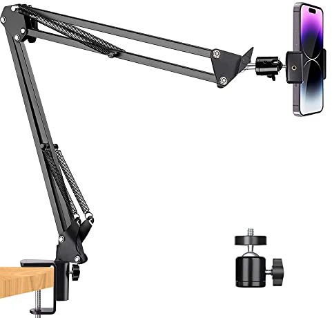 Brazo Articulado de Soporte para teléfono Movil Celular,Rotación de 360°, Flexible, para fotografía Plana (Black)