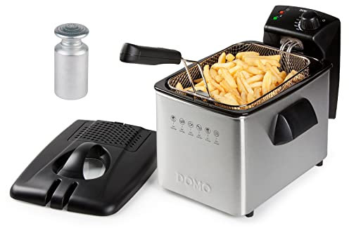 Friteuse à zones froides en acier inoxydable avec couvercle filtre et fenêtre 3000 W 4 l