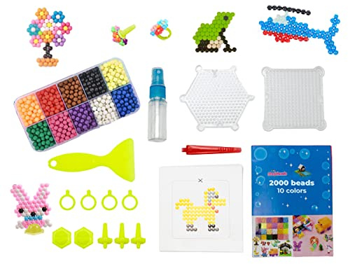 2000 magische Wasserperlen, DIY-Kreativitätsset zum Herstellen von Perlen und Formen mit 10-farbigen Kugeln, Enthält Schablonen, Ring, Basis und Kreisel, Basteln für Kinder