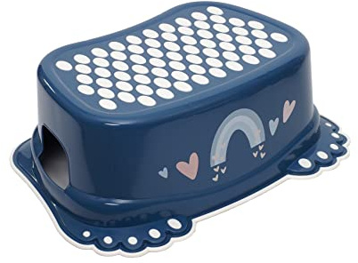 TEGA BABY Meteo Kinderhocker mit rutschfester Unterseite und Oberfläche für Küche Badezimmer zur Unterstützung beim Töpfchentraining, Zähneputzen, TÜV-zertifizierter Kunststoff, Marineblau