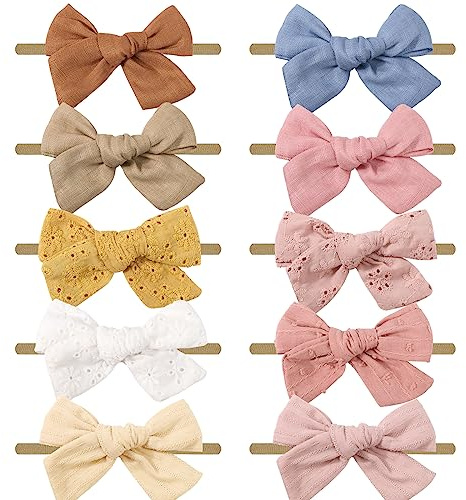 DRESHOW 10 Paket Pannband och Hårbågar i Nylon för Nyfödda Barn och Småbarn Hårtillbehör för Nyfödda Barn och Småbarn