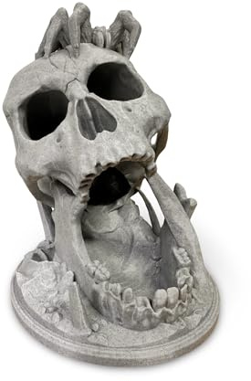 LAYERSMITH® D&D Würfelturm als Totenkopf mit Spinne [Made IN Germany] in Farbe Granitgrau aus Biokunststoff, Dice Tower für großartige Atmosphäre