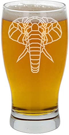 Verre à bière gravé en forme d'éléphant - Cadeau d'anniversaire pour les amateurs d'éléphant - Cadeau d'anniversaire pour lui et elle - Verre à bière à cidre
