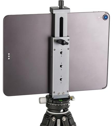 Snaptools Tablet Stativhalterung, hochwertig aus Metall, Verstellbar von 125-225mm, 1/4 Stativgewinde, Arca Swiss kompatibel