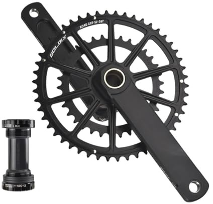 LSRRYD Fahrrad Kurbel Garnitur GXP 165mm 170mm 172.5mm 175mm Hohle Integrierte Crankset 50-34T 52-36T 53-39T for 9/10/11/12 Fach mit Tretlager(52-36T,165mm)