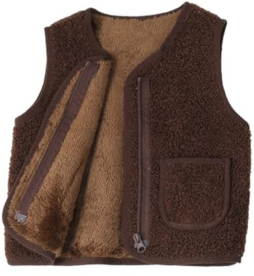Naiyafly Toddler Girls Winter Waistcoat Boys Solid Lightweight Warm Fleece Waistcoat Jacket