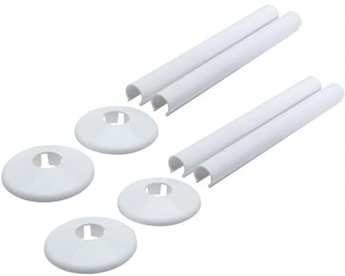 BBTISG 8 Stück Heizkörperrohrabdeckungen und Rohrmanschetten, 200mm lang Heizungsrohrabdeckungen 15mm Rohr-Zentralheizungsclip Heizkörperrohrabdeckungen (weiß)